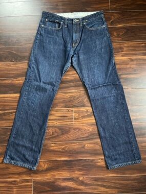 Lands' End Canvas Dark Wash Men's Straight-Leg Jeans, 34 x 34